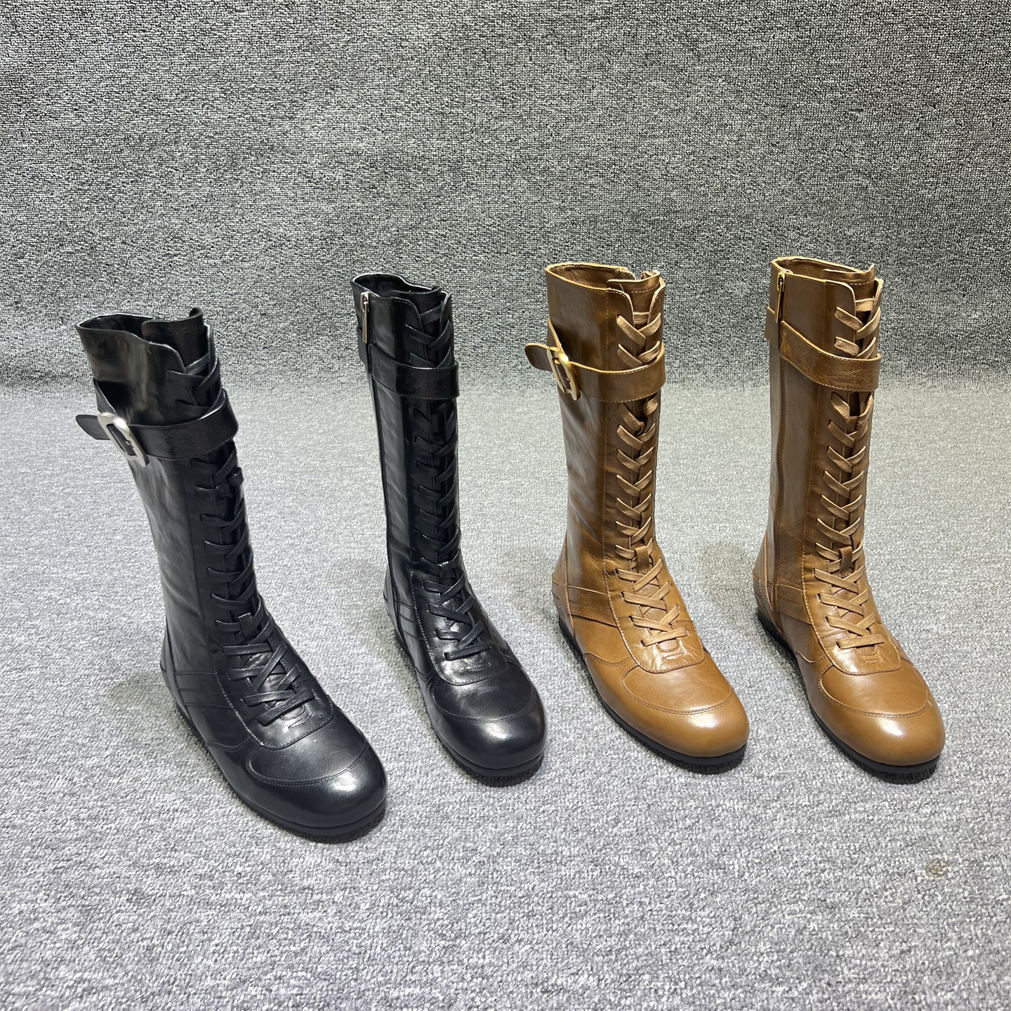 欧洲站2025秋冬新款真皮骑士靴