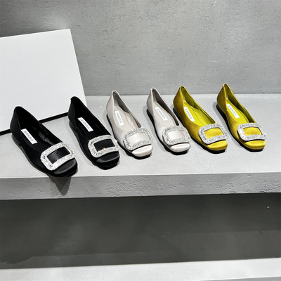 先锋名典真皮水钻浅口单鞋奶奶鞋