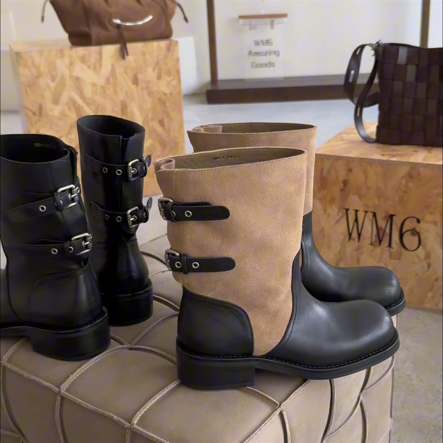 WM6真皮时尚套筒短靴马丁靴