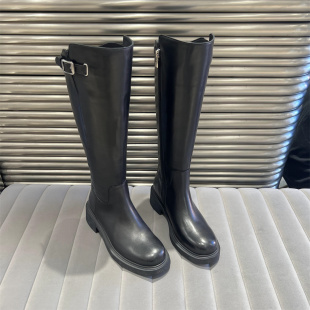 欧洲站乐魔女靴2025秋新款欧货真皮胎牛皮厚底全皮高筒长靴骑士靴