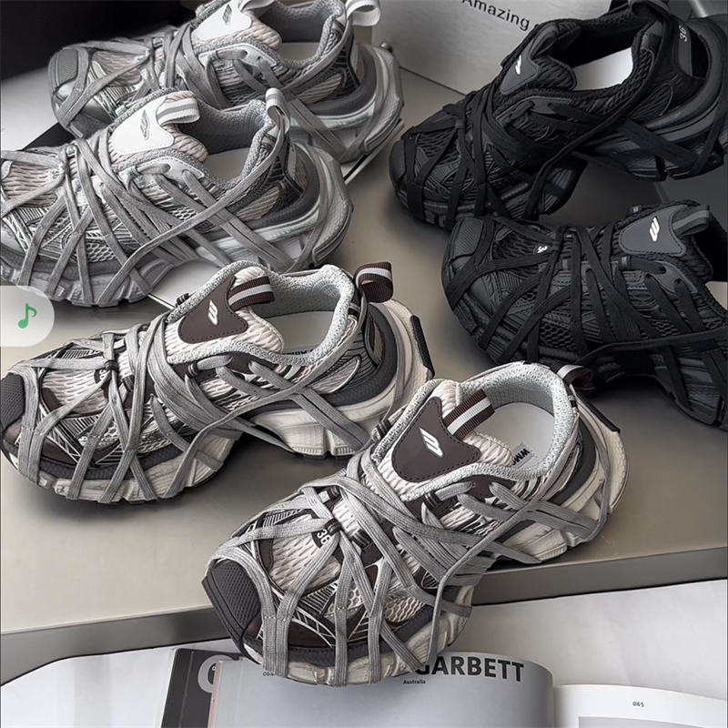 wm6女鞋2026春新款欧货真皮圆头系带ins厚底超火老爹鞋休闲运动鞋