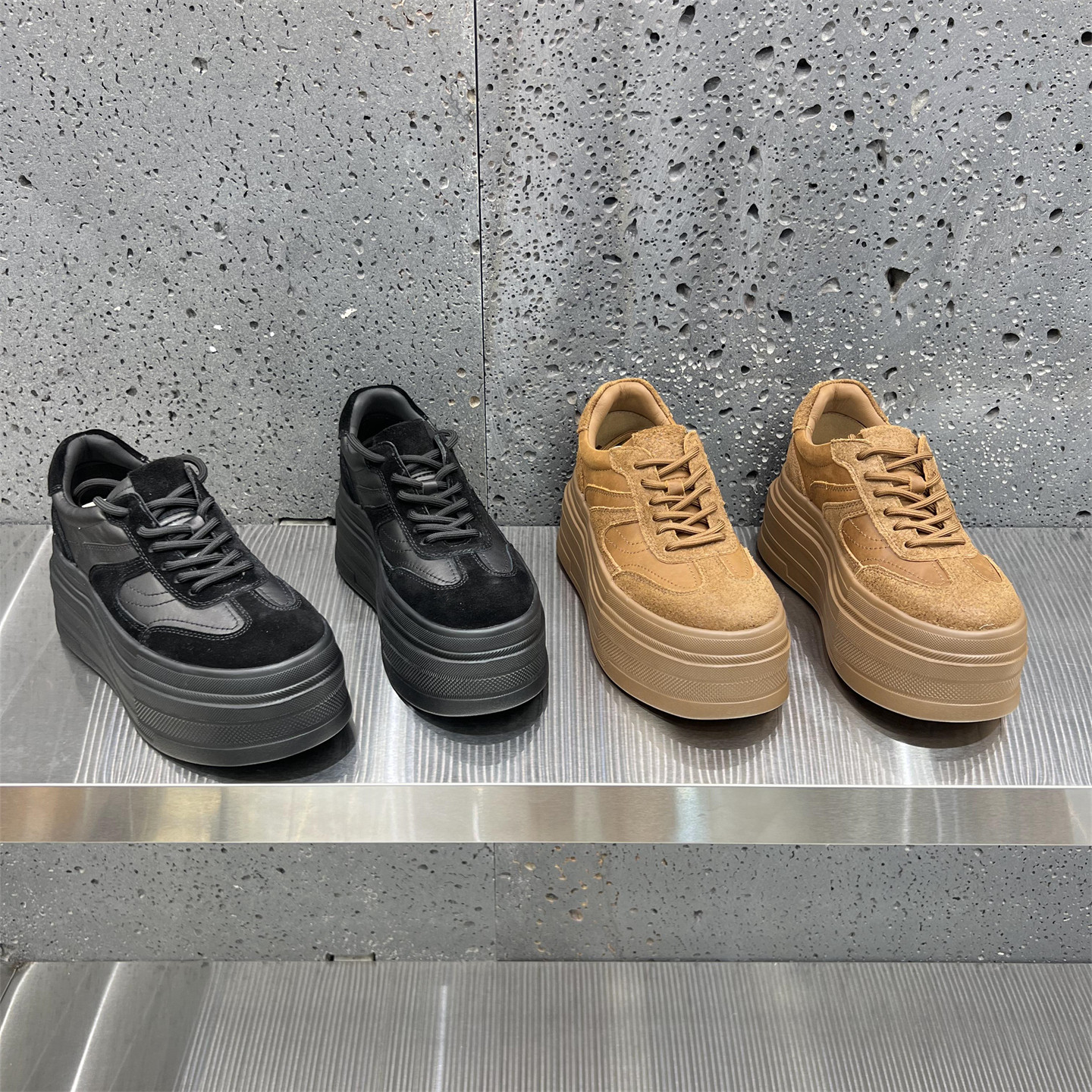 真皮系带厚底增高运动鞋休闲板鞋