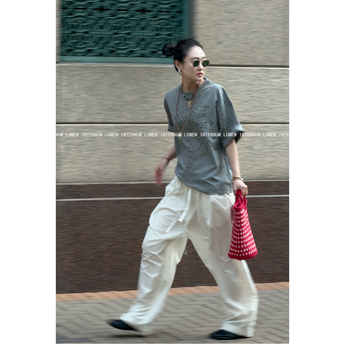 ROOMISAN高支棉镂空刺绣短袖T恤