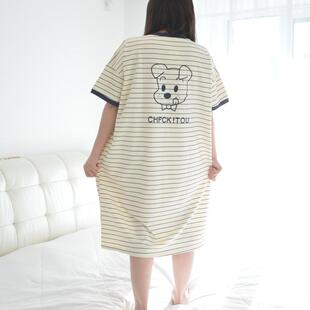 小狗睡裙女夏季短袖针织纯棉宽松韩版可爱卡通家居睡衣睡袍200斤