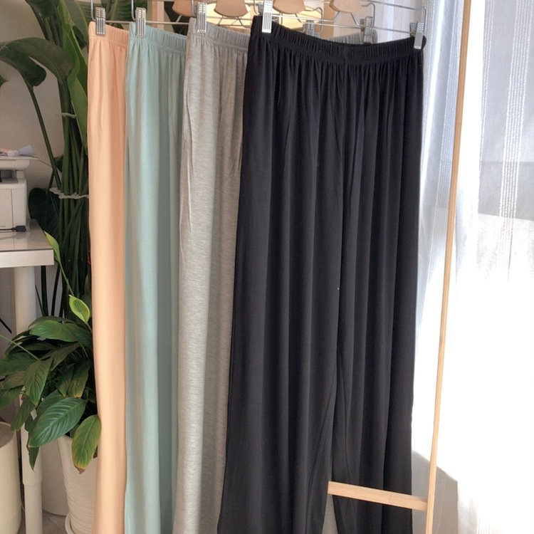 春秋夏季加肥大码情侣艾草莫代尔睡裤男女薄款长裤家居裤休闲裤