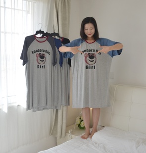 孕妇家居睡袍睡衣 莫代尔加肥大码 200斤草莓熊睡裙女胖MM夏季 短袖