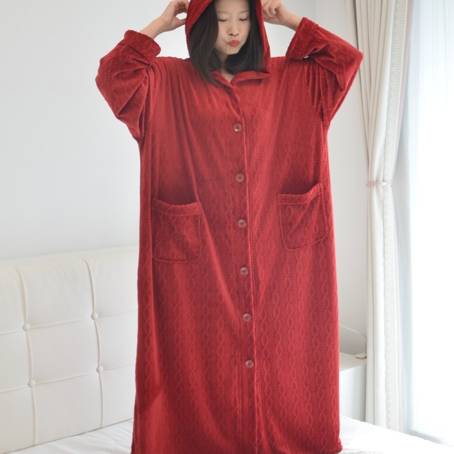 超长款脚踝超柔绒睡裙女胖MM冬季加肥加大码海岛绒开衫睡衣200斤