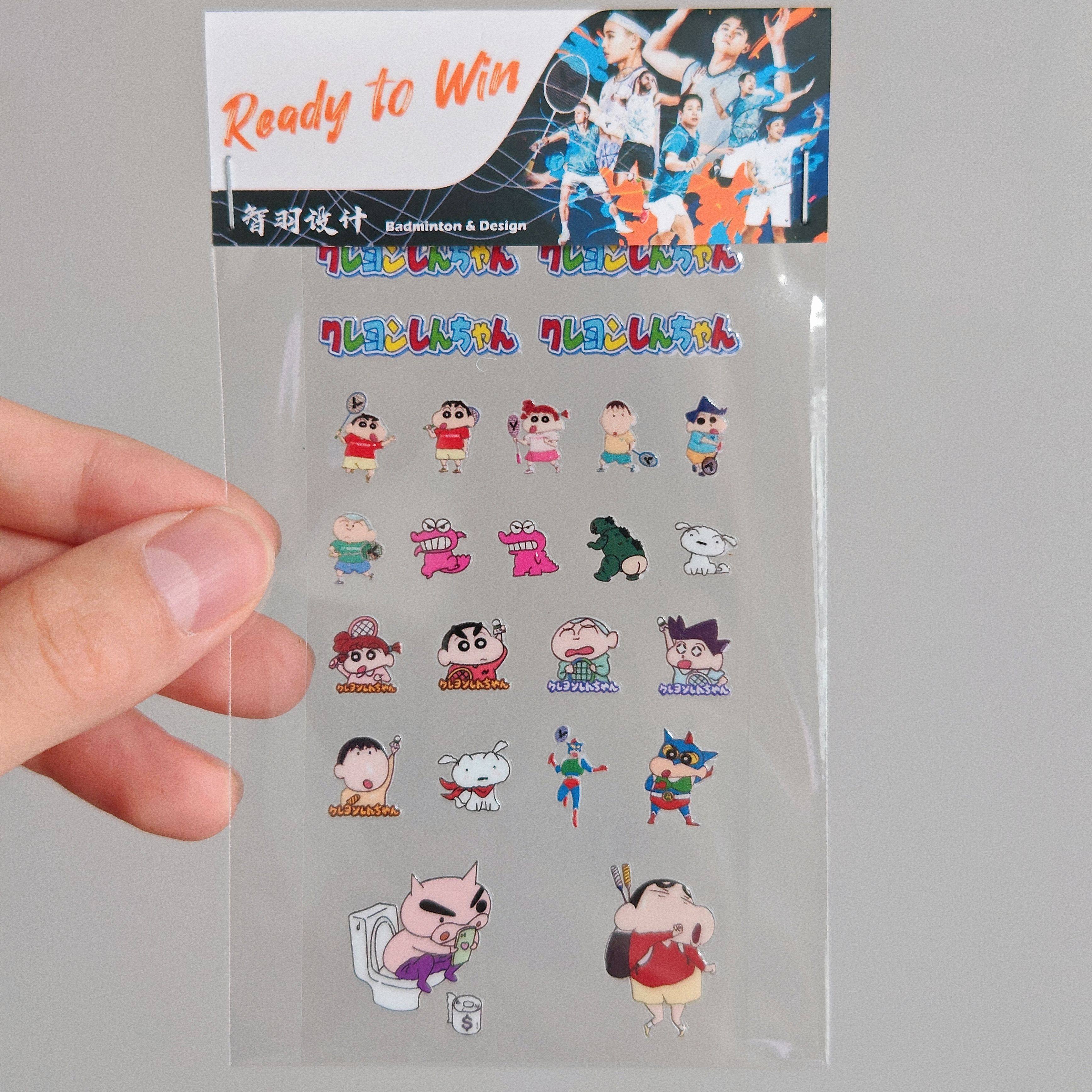 蜡笔小新羽毛球拍贴纸日系动漫卡通学生chiikawa笔杆贴纸动感