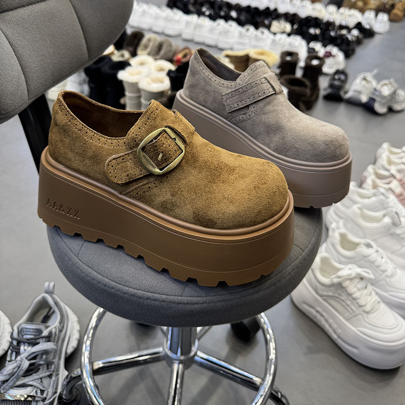 日系圆头松糕鞋女棕色绒面单鞋女鞋厚底皮带扣勃肯鞋舒适轻便1457,女鞋,松糕（摇摇）鞋,淘宝优惠券,粉丝福利购,淘宝优惠卷