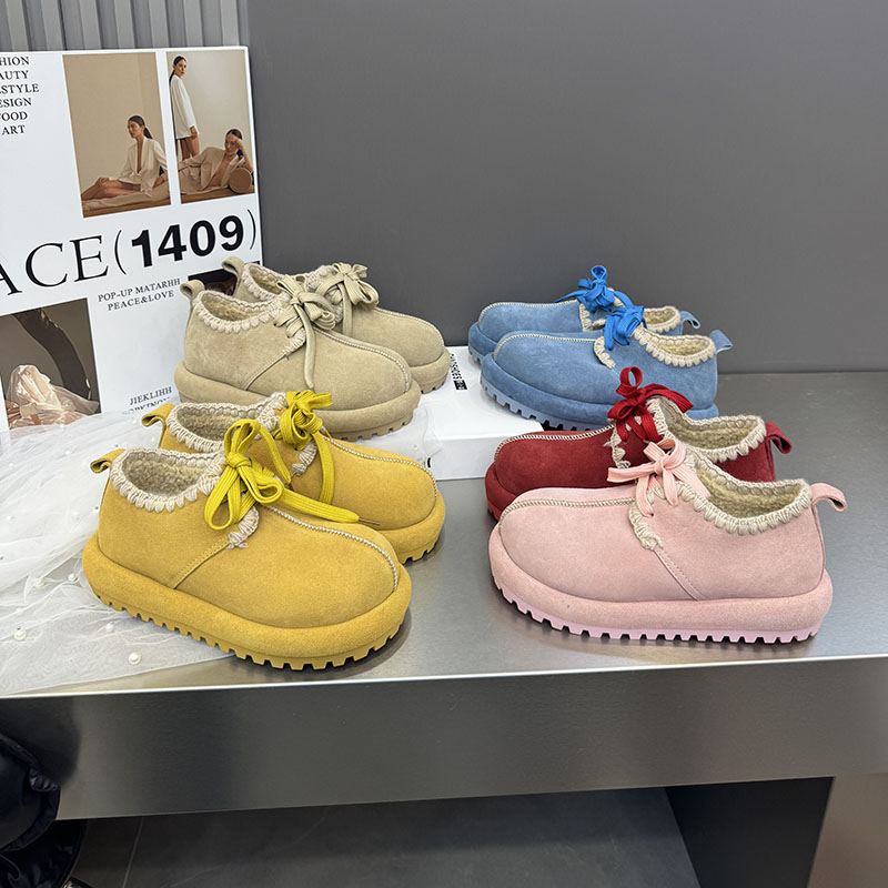 网红爆款磨砂皮绑带雪地靴