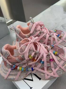 蕾丝网厚底老爹鞋女春夏透气