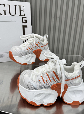 机能风厚底增高老爹鞋女26春季新款白色松糕鞋休闲运动鞋330-Ｋ22