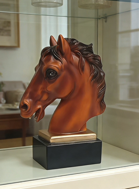 创意欧式轻奢马头桌面装饰摆件书桌办公桌电视柜橱窗可做书挡
