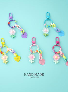 ins可爱郁金香钥匙扣女小清新树脂汽车钥匙链挂件女士背包挂件礼
