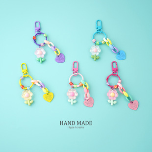 ins可爱郁金香钥匙扣女小清新树脂汽车钥匙链挂件女士背包挂件礼