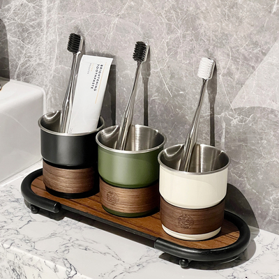 中古风不锈钢洗漱杯家用浴室卫生