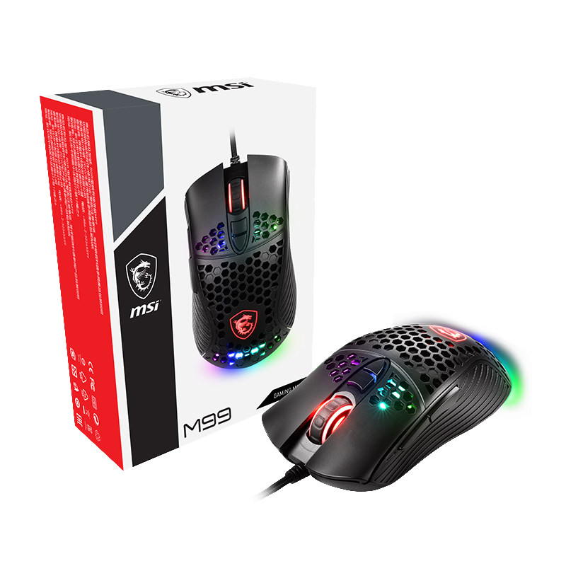 MSI微星M99电竞外设家用办公网吧台式吃鸡游戏RGB背光USB有线鼠标