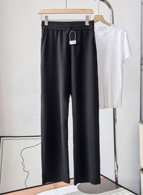 柜上700+lu家莫代尔休闲裤软糯高腰瑜伽裤黑色直筒裤垂感高级感