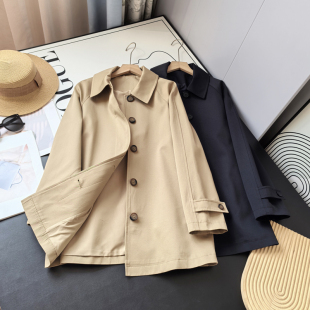 柜面6K+ 渠道好货！立裁挺阔细腻抗皱翻领中长款小个子风衣外套女