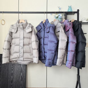 LU家高端五格防风加厚保暖收腰连帽90白鸭绒泡芙羽绒服外套女冬季