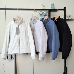 LU家高端户外防泼水轻薄保暖P棉立领夹克运动瑜伽夹棉棉服外套女