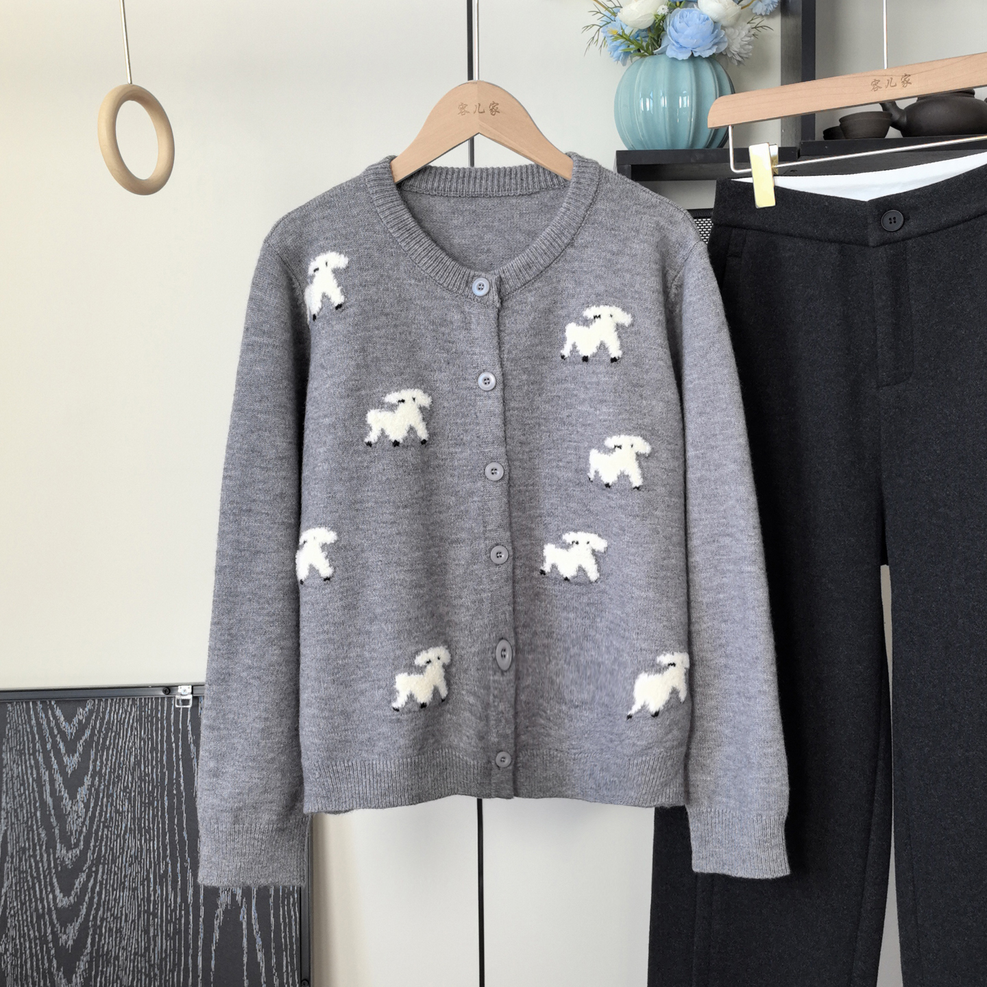 慵懒时髦撞色毛巾绣针织开衫外套