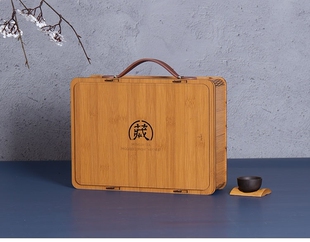 新款仿竹手提盒半斤茶叶精致包装盒红茶绿茶大红袍岩茶泡袋空礼盒