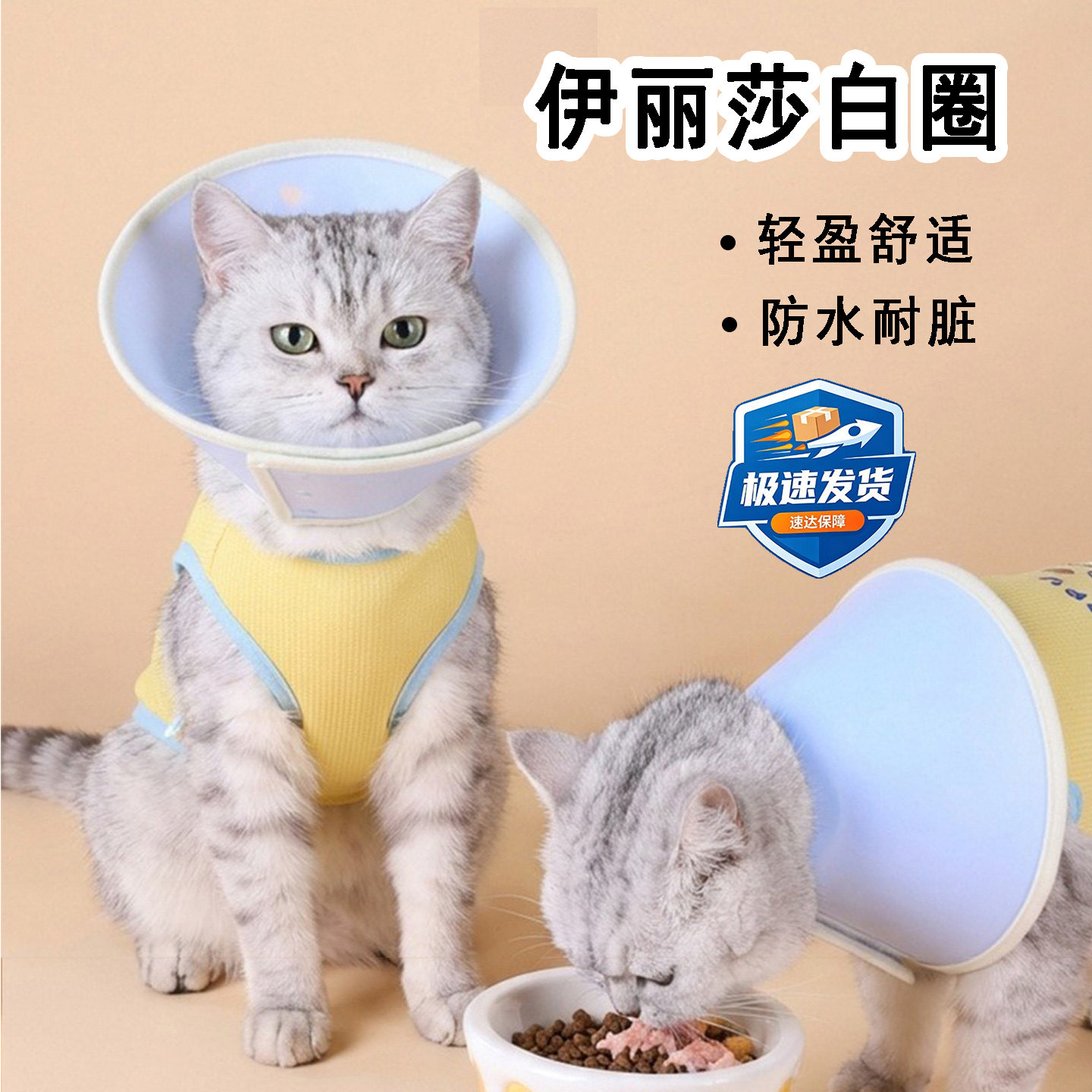 猫咪术后防水可调硬伊丽莎白圈