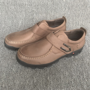 中年爸爸鞋 春秋透气软皮百搭魔术贴休闲皮鞋 真皮男鞋 撤柜尾货断码