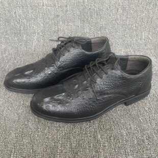 真皮男鞋 低帮鞋 春秋透气商务风系带正装 黑色百搭商务男鞋 皮鞋 38码