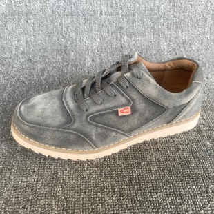 断码 系带透气防滑耐磨灰色低帮鞋 清仓 反绒皮休闲皮鞋 撤柜尾货男士