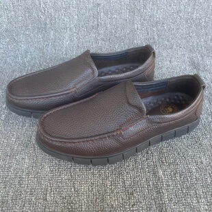 春秋透气软皮舒适百搭爸爸鞋 休闲皮鞋 真皮一脚蹬男士 撤柜尾货38码