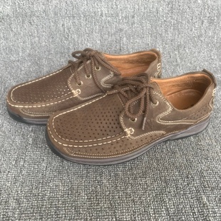 微瑕疵真皮男鞋尾货断码特价清仓夏季透气镂空软皮舒适系带休闲鞋
