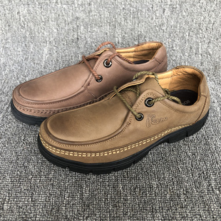 微瑕疵慎拍撤柜尾货真皮男鞋头层牛皮春秋透气系带休闲皮鞋低帮鞋