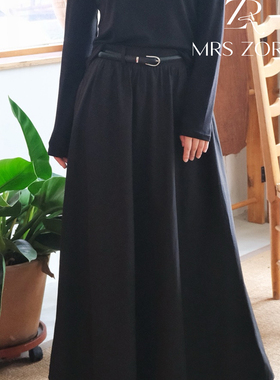 MRS ZORA佐拉2025新款黑色半身裙配腰带气质女装53BLQ1081