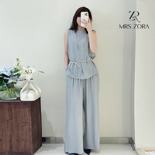 阔腿裤 MRS 短袖 ZORA佐拉2025新款 女轻薄52C3TZ1120 套装