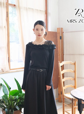 MRS ZORA佐拉2025新款长袖小衫黑色气质款53BXS1080