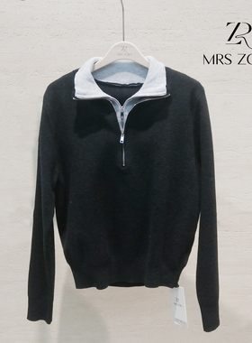 MRS ZORA佐拉女装秋冬新款假两件针织内搭拉链设计款54CZZ1182
