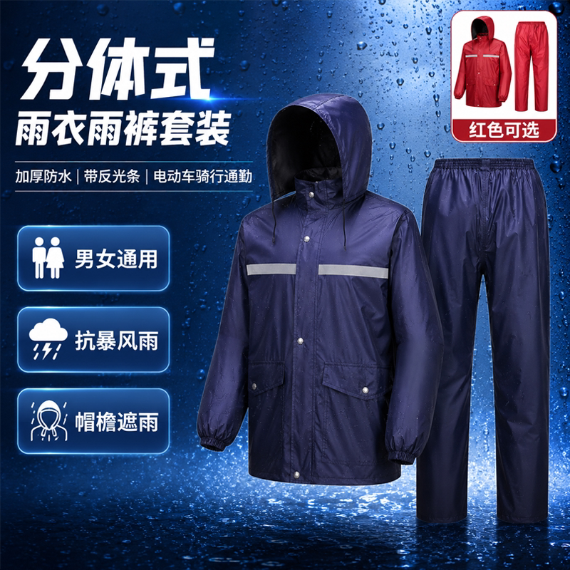 反光条雨衣雨裤套装电动车摩托车双层加厚雨披男女式成人分体雨衣