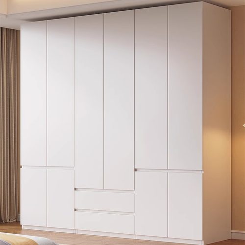 实木衣柜家用卧室定制带玻璃门奶油风新款组合法式柜子儿童大衣橱