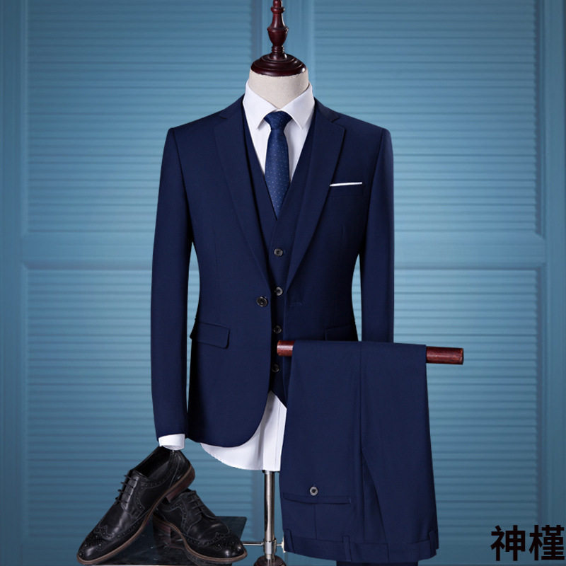 西服套装男2018新款西装三件套男式婚礼服结婚伴郎小西装男士修身