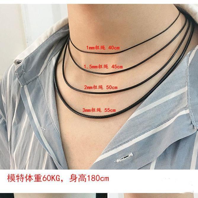 简约蜡绳黑绳项链男女通用吊坠配链钛钢不掉色锁骨脖颈链挂件配绳