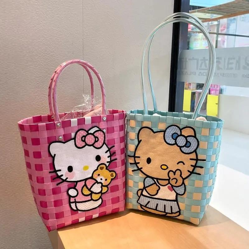kitty包包原创夏威夷卡通编织包hellokitty手提包菜篮子可爱女包