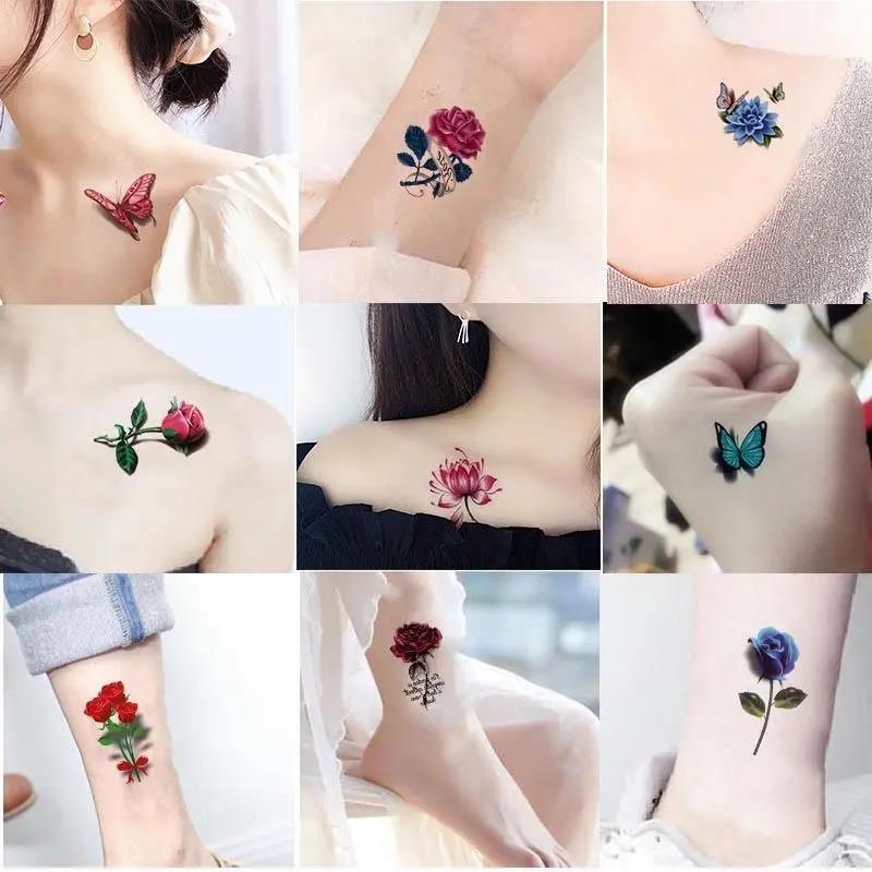 纹身贴防水女持久高级感贴花身体贴纸遮盖疤痕蝴蝶刺青贴画私密
