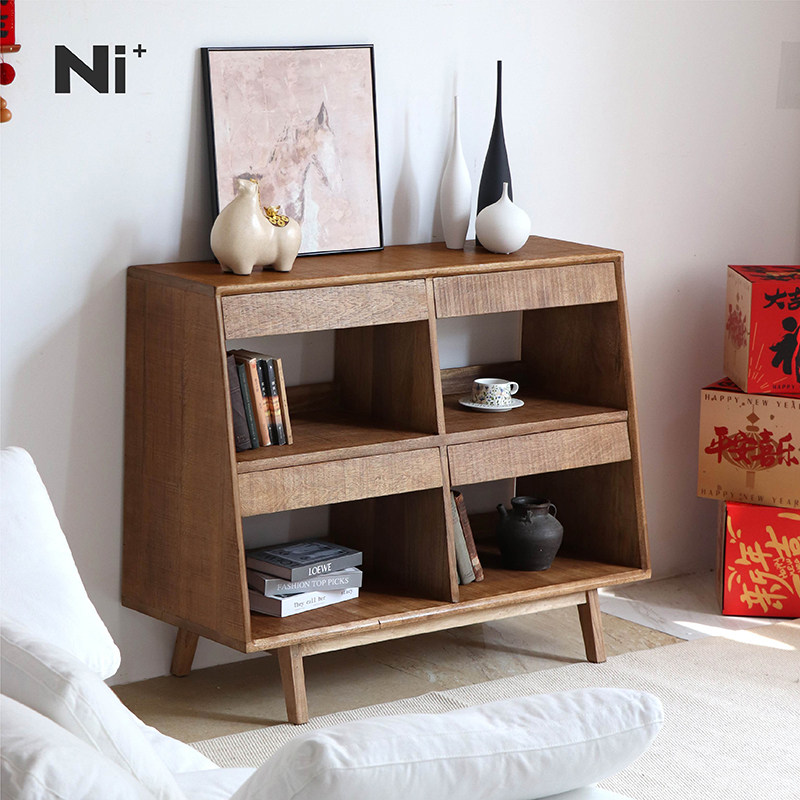 Ni尼家中古风餐边柜实木储物柜侘寂风橱柜日式民宿收纳柜复古柜子