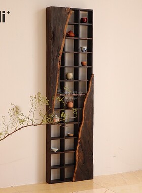 Ni尼家侘寂风博古架实木茶杯架中式多宝阁壁挂式置物古董架子格架