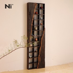 Ni尼家侘寂风博古架实木茶杯架中式多宝阁壁挂式置物古董架子格架