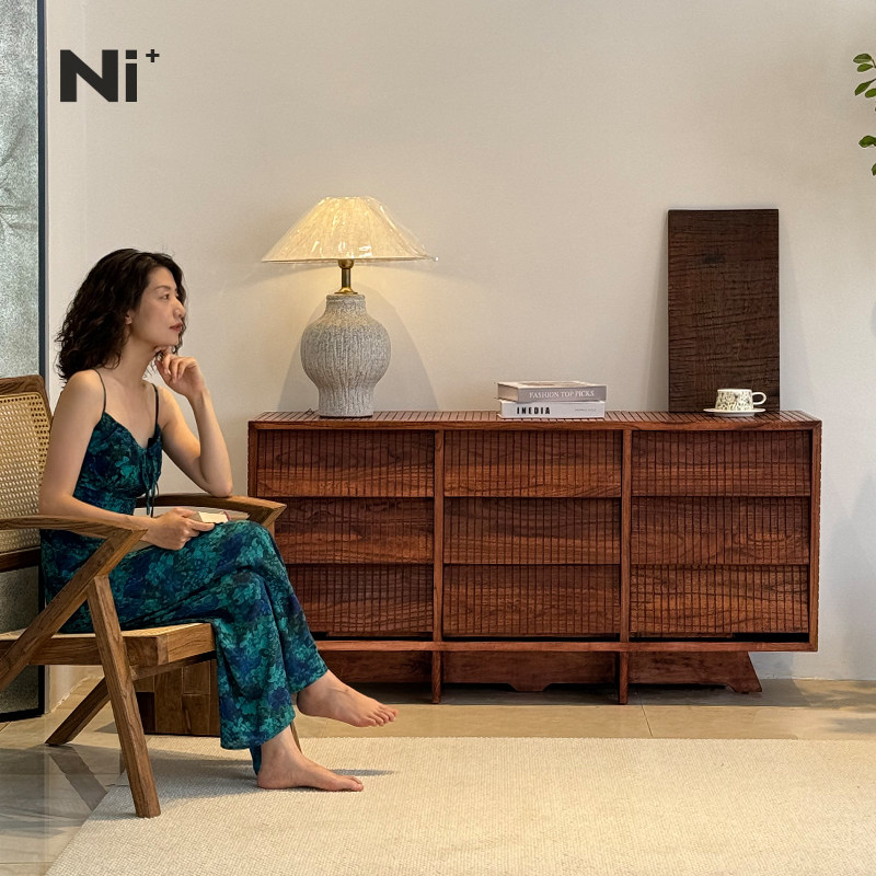 Ni+尼家侘寂风边柜实木九斗柜中古玄关柜日式餐边柜民宿客厅柜子,住宅家具,斗柜,淘宝优惠券,粉丝福利购,淘宝优惠卷
