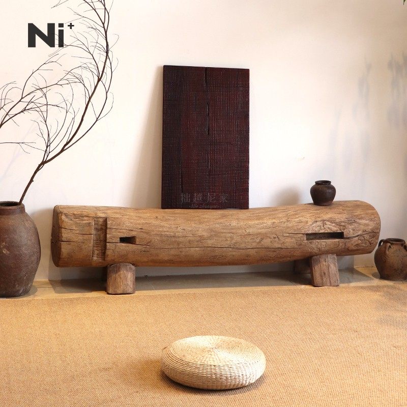 Ni+尼家侘寂风实木长凳民宿酒店复古做旧换鞋凳子玄关矮凳床尾凳,住宅家具,床尾凳/长凳,淘宝优惠券,粉丝福利购,淘宝优惠卷