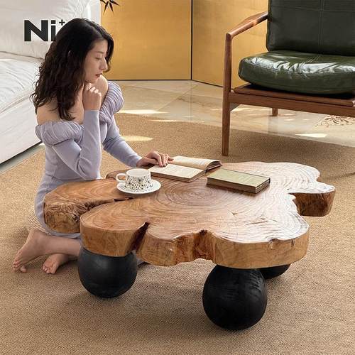 【原木异型】侘寂风客厅实木茶几
